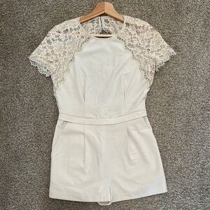 BCBGMaxAzria Cream Lace Jumpsuit